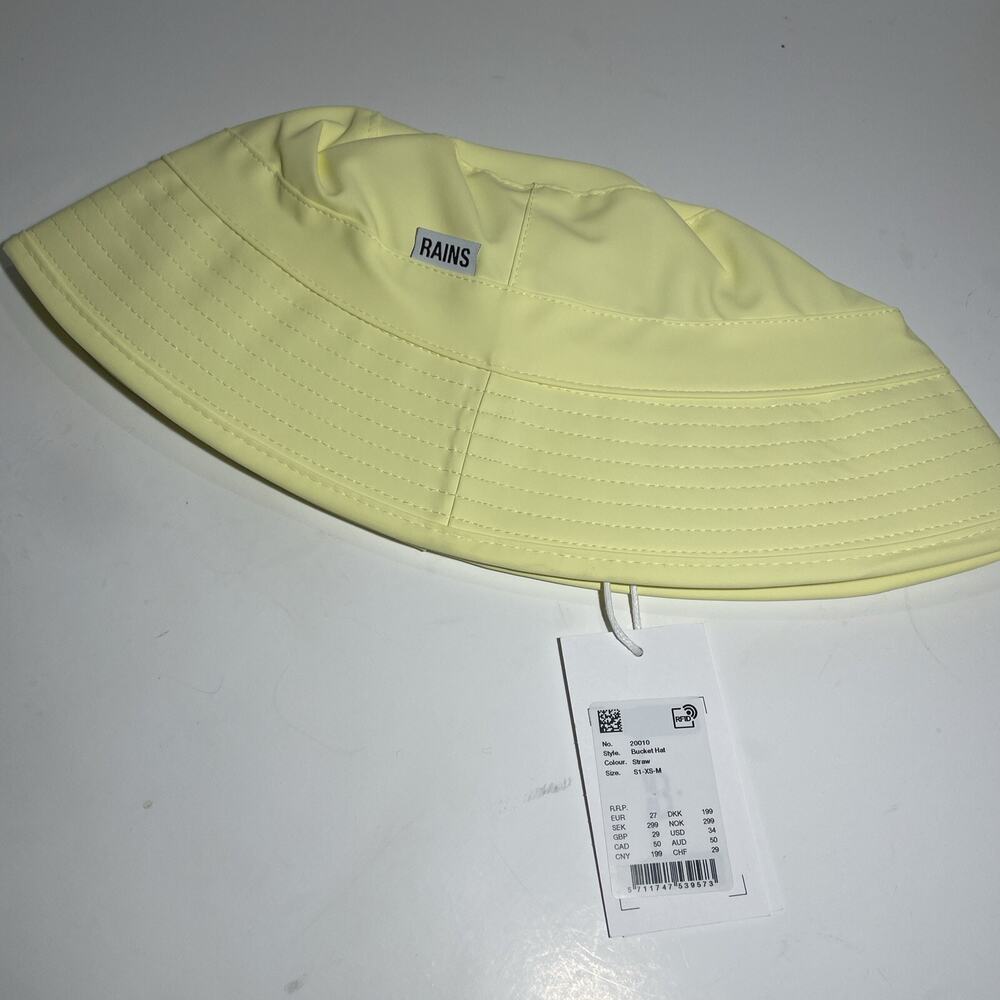RAINS Bucket Hat 20010 Straw Yellow Color Size S1-XS-M New